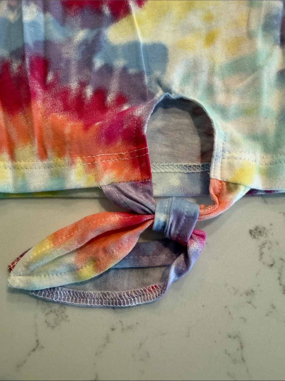 NEW! Tie-Dye Ruffle Neck XXL Girls Top - Multicolor